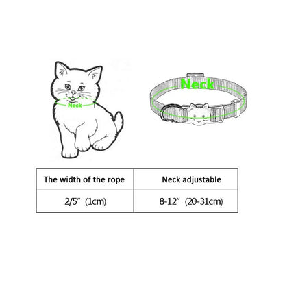 WFRLQ Cat Collar,Personalized Embroidered Nylon Cat ID Collars with Bell - Custom Text with Pet Name and Phone Number … (Cat Collar) WFRLQ