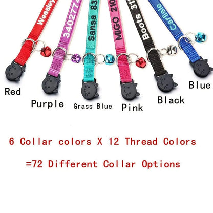 WFRLQ Cat Collar,Personalized Embroidered Nylon Cat ID Collars with Bell - Custom Text with Pet Name and Phone Number … (Cat Collar) WFRLQ