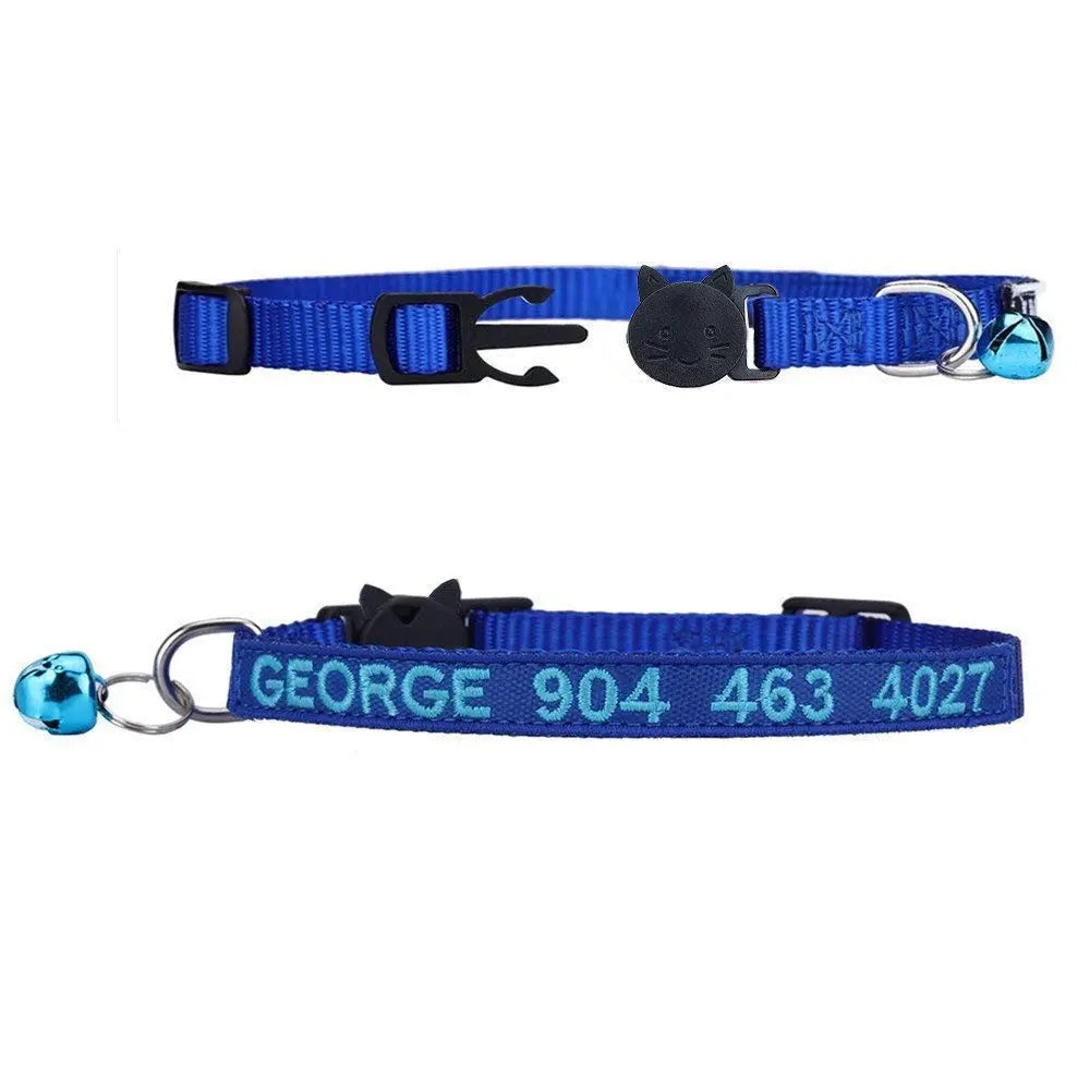 WFRLQ Cat Collar,Personalized Embroidered Nylon Cat ID Collars with Bell - Custom Text with Pet Name and Phone Number … (Cat Collar) WFRLQ