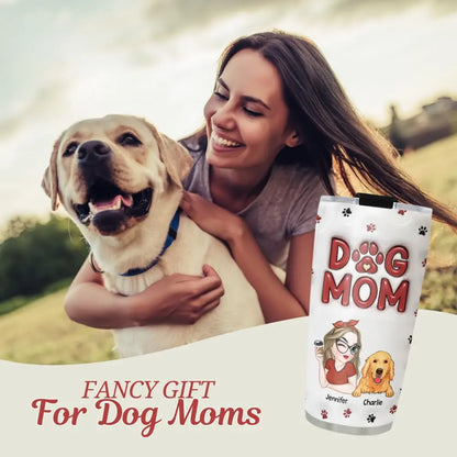 Wrappiness Personalized Dog Mom Tumbler - Custom 3D Inflated Effect 20Oz Tumbler Mothers Day Gifts for Dog Mom, Best Dog Mom Ever Mom of Dogs Gifts for Dog Mama (A02, 1 Dog) Wrappiness