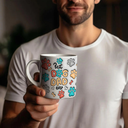 pundo authentic Custom Dog Dad Mug with Dogs Names Photo 3D Inflated Effect Printed Coffee Cup with Pictures White Ceramic 11 15 Oz Personalized Gifts for Men Daddy Pet Lovers Fathers day pundo authentic